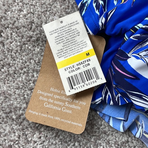 Hobie Swim off the shoulder Blue tropical print swim top bikini, size Medium - Picture 6 of 8